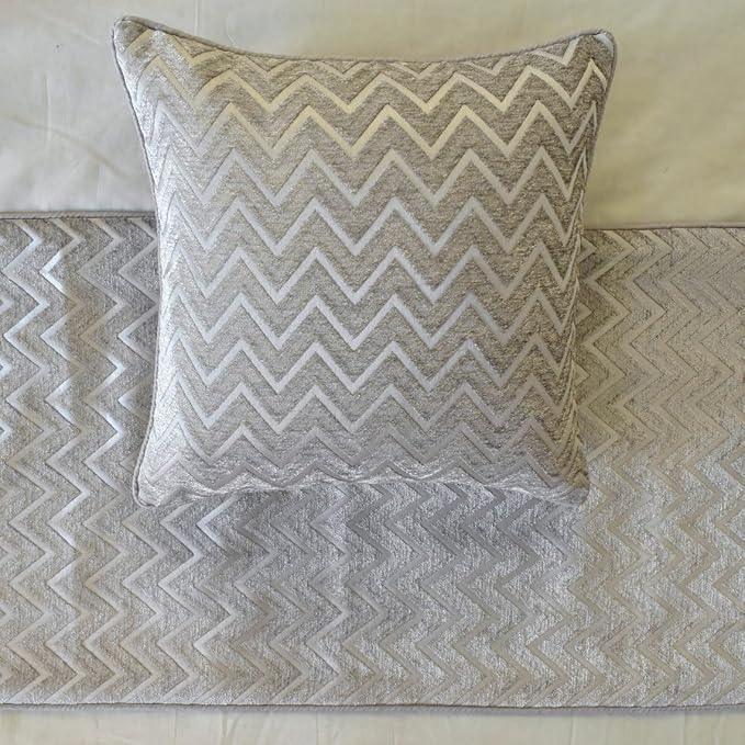 The HomeCentric King/Queen/Twin Silver Decorative King 90"x18" Bed Runner - Image 3