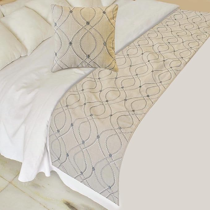 The HomeCentric Beige Bed Runner - Image 2