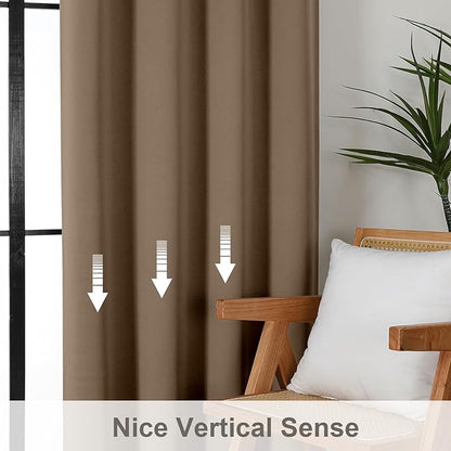 Gwine Brown Blackout Curtains for Bedroom 45 Inch Length, Room Darkening Window - Image 4