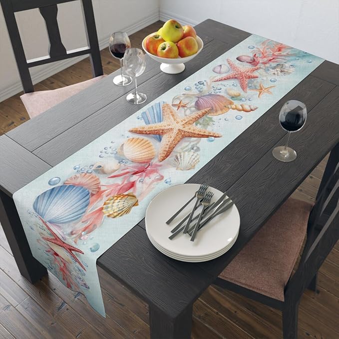 Ocean Starfish Table Runner, Cotton Dining Table Runner, Table Center Decor - Image 7