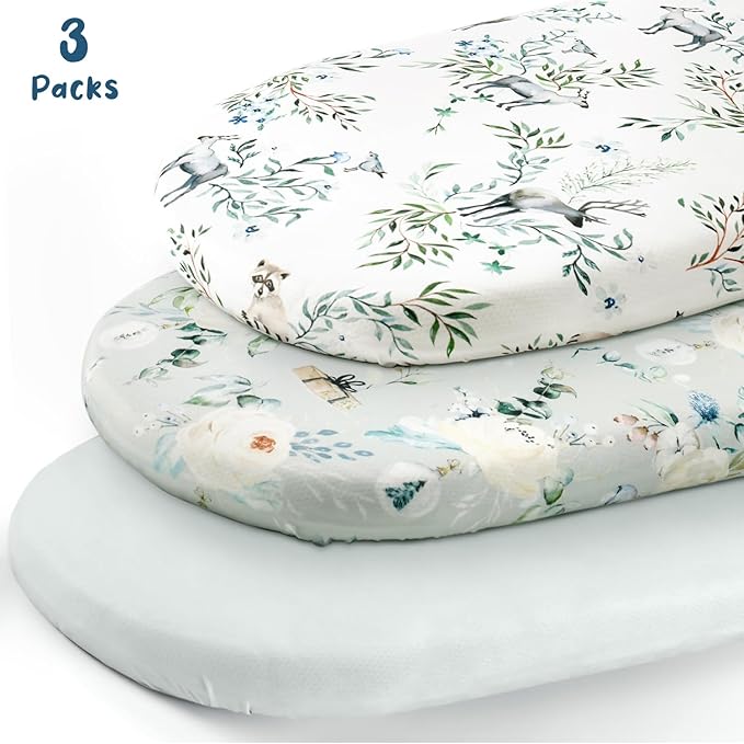 Stretchy Ultra Soft Fitted Bassinet Sheet Set 3 Pack, Universal Fit - Image 2