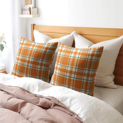 Orange Stripe Fall Throw Pillow Cover 18x18 Inch Set of 2 Hello Fall Stripes - Image 8