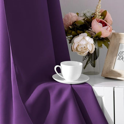HOMEIDEAS Purple Blackout Curtains 52 X 96 Inch Set of 2 Panels Room Darkening - Image 5