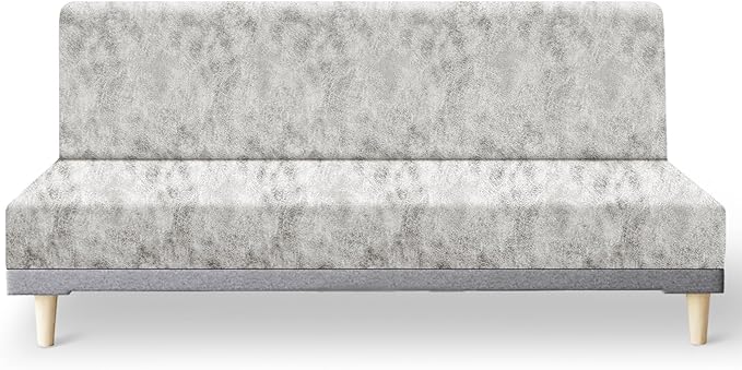 molasofa Leather Like Stretch Futon Slipcover Armless Futon Bed Sofa Cover by Molasofa