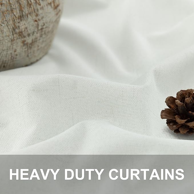 Ivory Blackout Curtains 90 Inches Long 2 Panel Light Blocking Patio Drape - Image 2