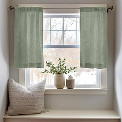 jinchan Linen Textured Tier Curtains 24 Inch - Image 3