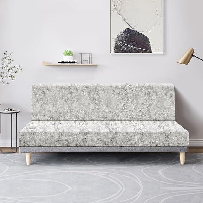 molasofa Leather Like Stretch Futon Slipcover Armless Futon Bed Sofa Cover - Image 3