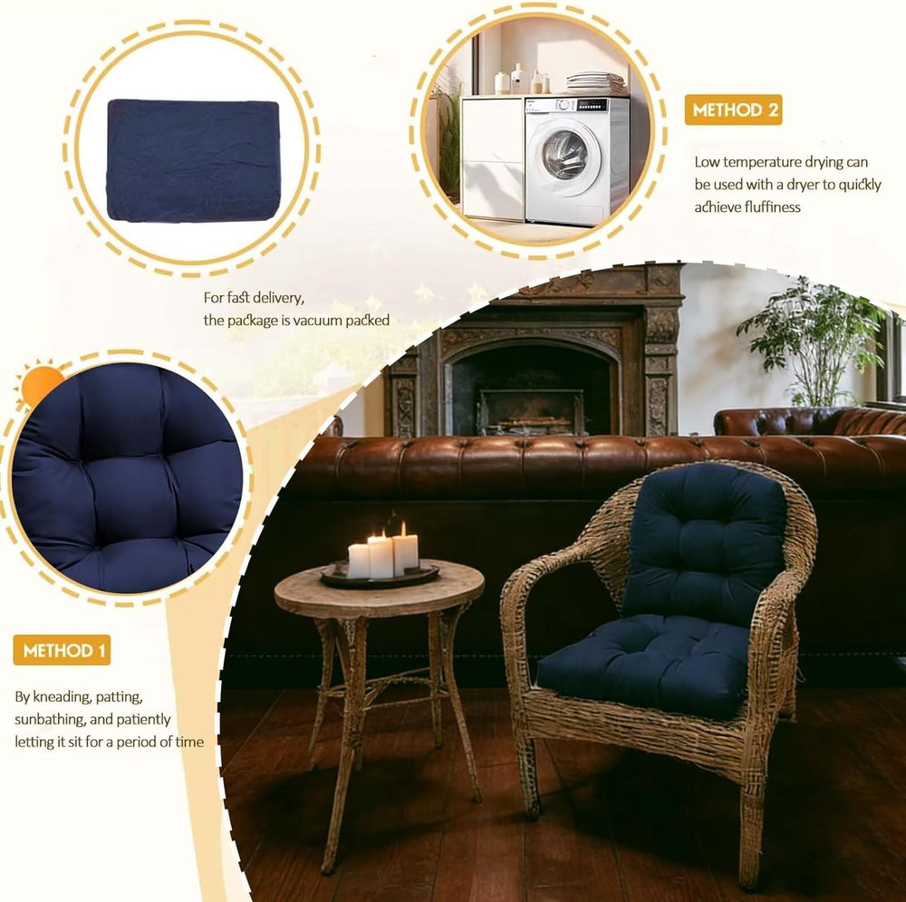 Dark Green Wicker Seat Cushion for Outdoor Indoor