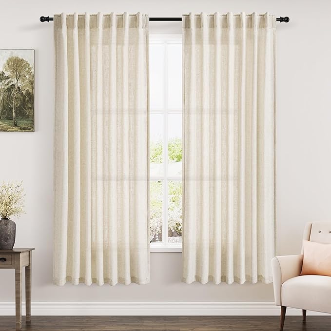 Nanspring Warm Beige Curtains 72 Inch Length by Nanspring