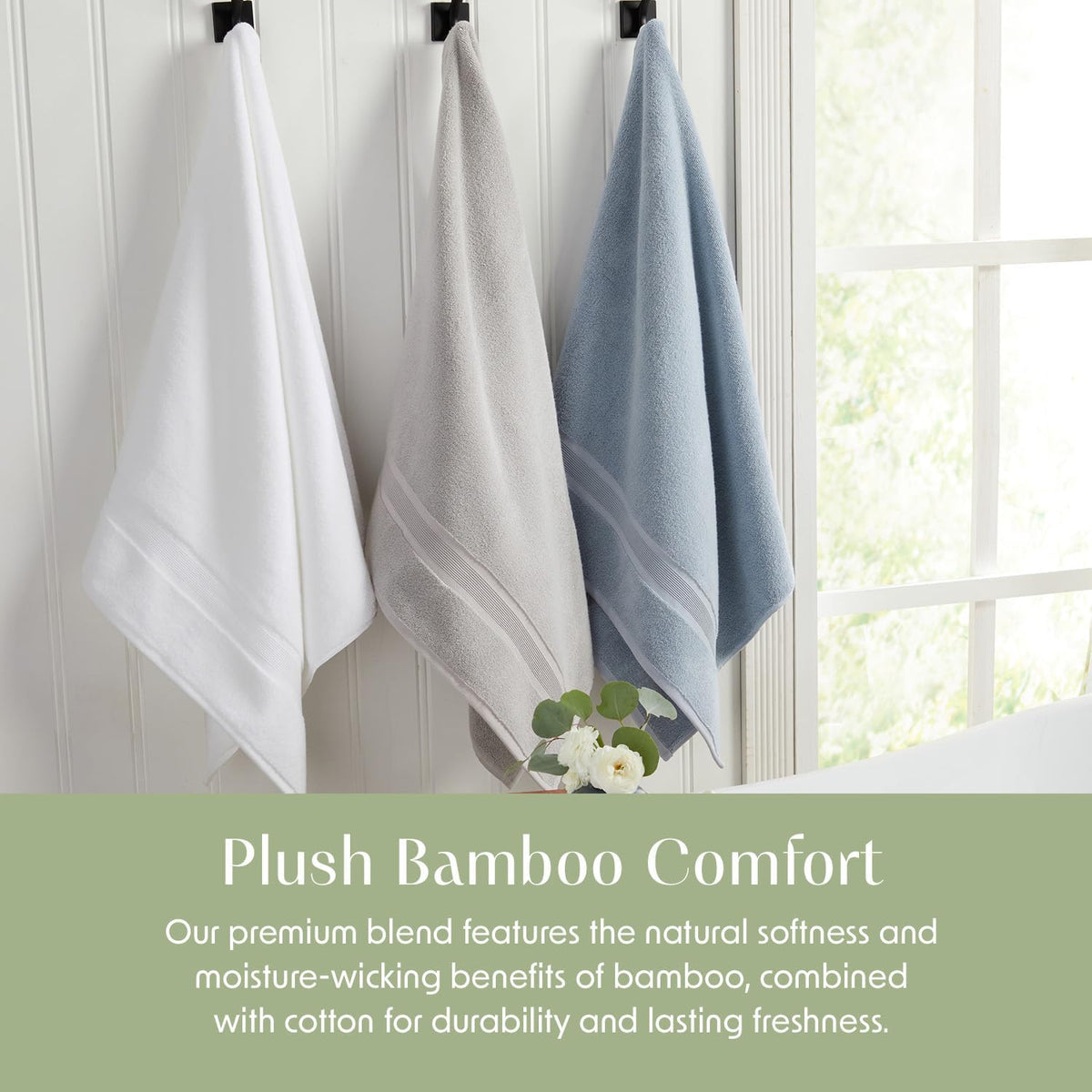 springtree home luxury bamboo rayon bath towel set, side view