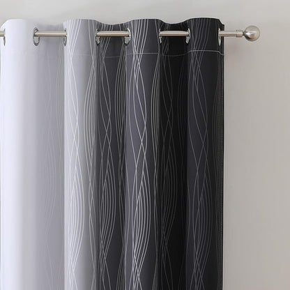 Estelar Textiler Ombre Greyish White and Black Blackout Curtains & Drapes 54 - Image 4
