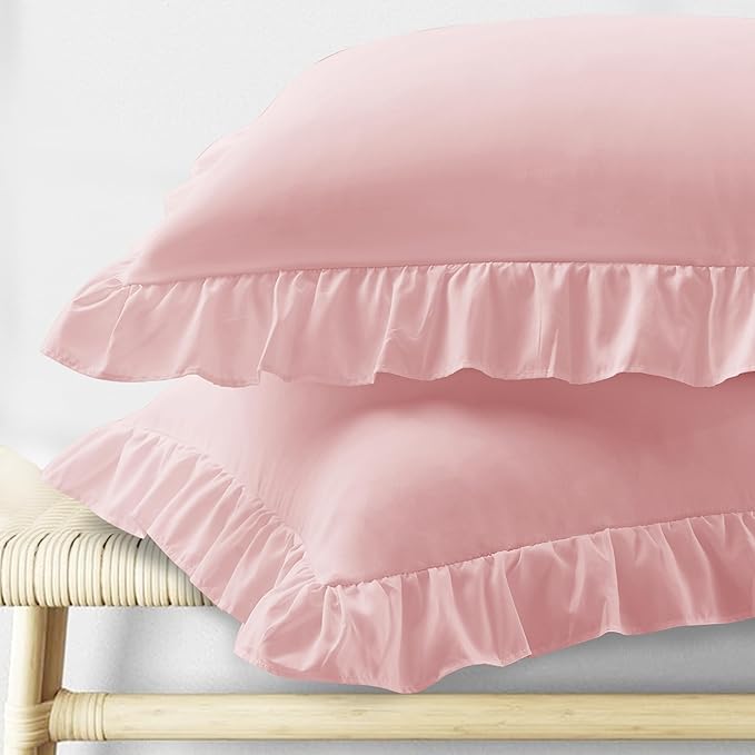 KKJIAF King Size Pillow Cases Set of 2, Light Pink, Envelope Closure, Fade by KKJIAF