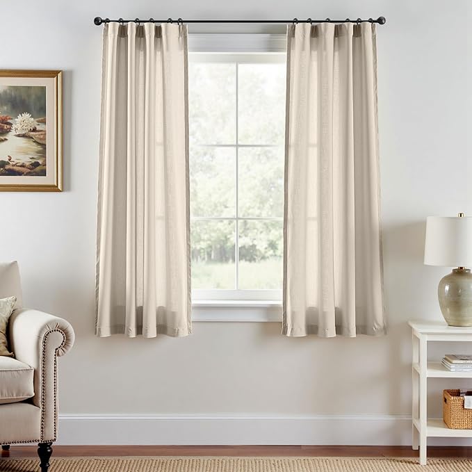 jinchan Oat Linen Blend Closet Curtains 63 inch Length 2 Panels by JINCHAN