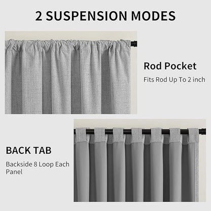 CUCRAF Linen 100% Blackout Curtains 72 Inch Length 2 Panels Set, Back Tab and - Image 3