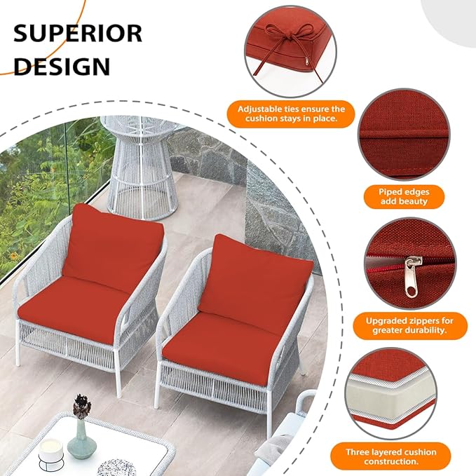 Sundale Outdoor Olefin Deep Seat Cushion, Patio Chair Cushion and Pillow - Image 4