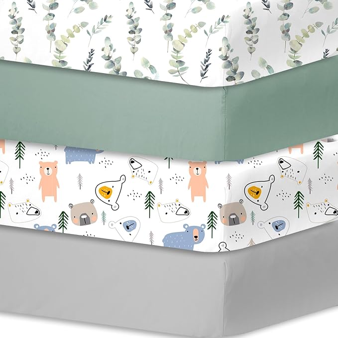 Bimocosy Crib Sheets 4 Pack, Baby Crib Sheets Fitted by bimocosy