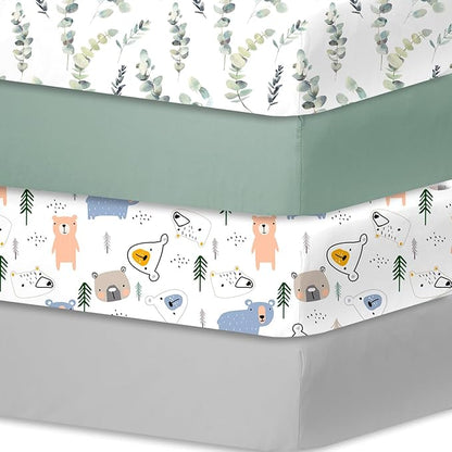 Bimocosy Crib Sheets 4 Pack, Baby Crib Sheets Fitted by bimocosy