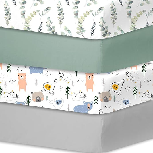 Bimocosy Crib Sheets 4 Pack, Baby Crib Sheets Fitted by bimocosy