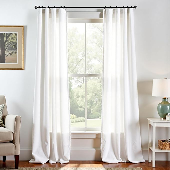 jinchan Off White Linen Blend Curtains 108 inch Extra Long 2 Panels by JINCHAN