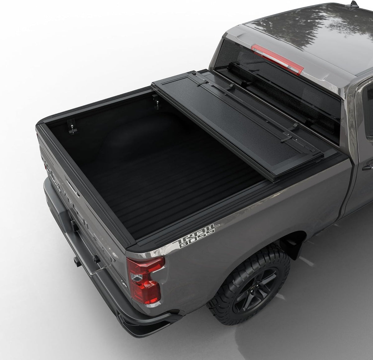 tutel low profile hard shell flip-up truck bed, close-up detail