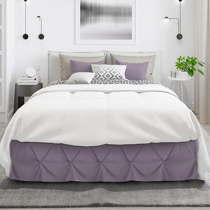 Nestl Grayish Purple Bed Skirt King Size, Pinch Pleat King Bed Skirt, Hotel - Image 2