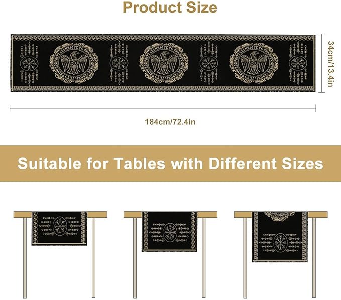 Nordic Vikings Table Runner, Viking Raven Rune Mythology Aesthetic Table Runner - Image 7