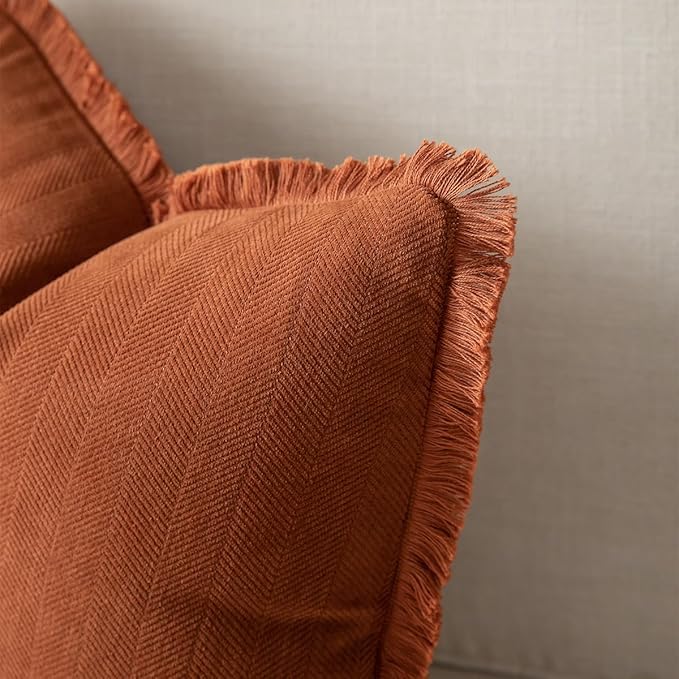 Set of 2 Decorative Fringe Throw Pillow Covers Chenille Pillow Covers Elegant - Image 2