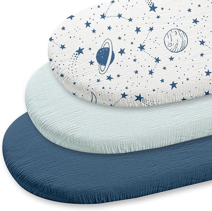 Gllquen Baby Muslin Bassinet Sheets 3 Pack, Breathable Elastic Cozy Fitted - Image 9