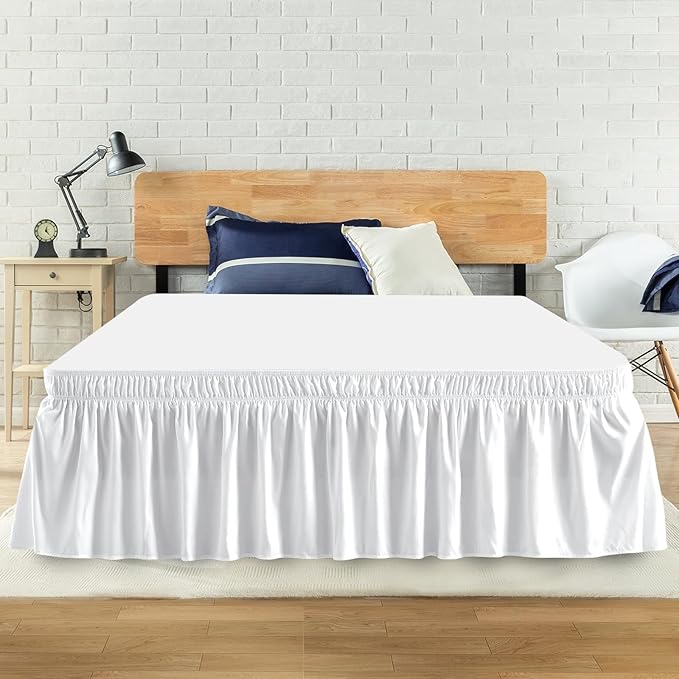 Full Bed Skirt, Elastic Wrap Around Bed Skirt Full Size, Bed Skirts by ANARACHON