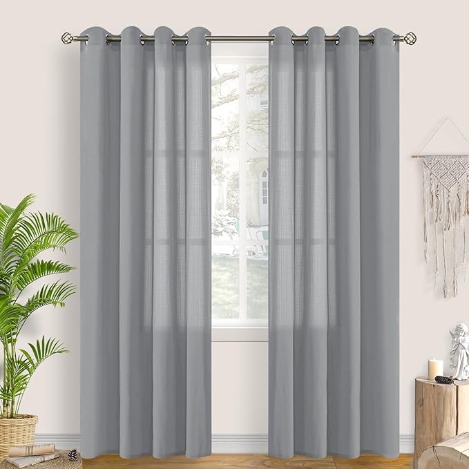 BGment Grey Sheer Curtains 84 Inches Long by BGment