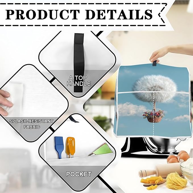 Mixer Dust Cover for 6-8 Qt Stand Mixer, Cloth Cover - Image 3