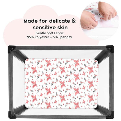 Yoofoss Pack and Play Sheets Fitted, Mini Crib Sheets 2-Pack - Image 2