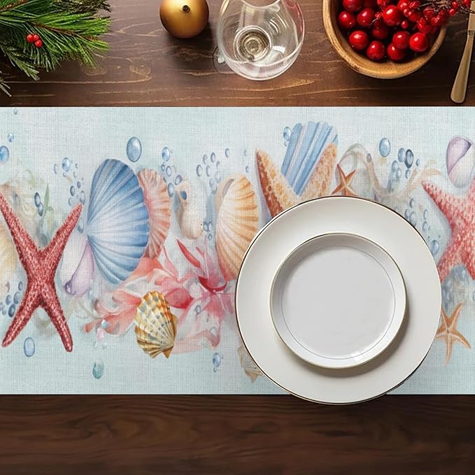 Ocean Starfish Table Runner, Cotton Dining Table Runner, Table Center Decor - Image 6