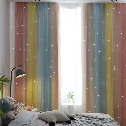 Kinryb Rainbow Star Cutout Curtains - Image 4