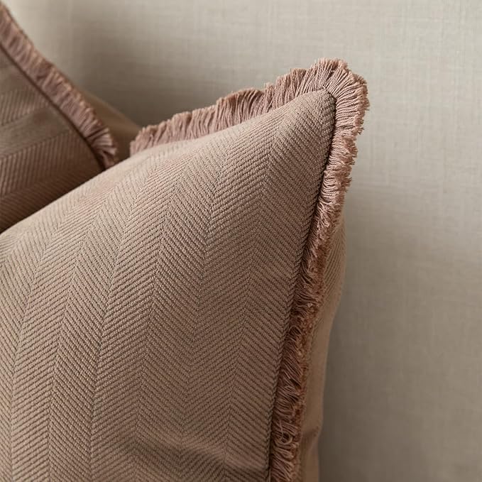 Set of 2 Decorative Fringe Throw Pillow Covers Chenille Pillow Covers Elegant - Image 2