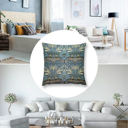 William Morris Floral Original Throw Pillow Covers Boho Chic Retro Floral Blue - Image 6