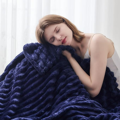 NEWCOSPLAY Super Soft Twin Blanket Dark Navy Premium Silky Flannel Fleece 3D - Image 4