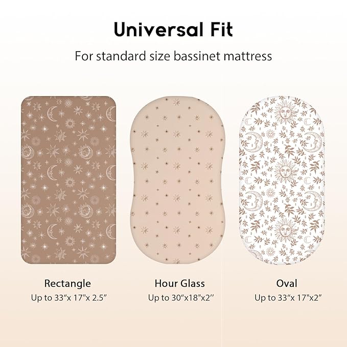 Baby Bassinet Sheets Girl Boy, Fitted Bassinet Sheet Set 3 Pack Bassinet - Image 3
