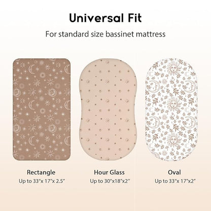 Baby Bassinet Sheets Girl Boy, Fitted Bassinet Sheet Set 3 Pack Bassinet - Image 3