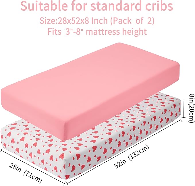 Baby Crib Sheets for Boys Girls, 2 Pack Fitted Crib Sheet for Standard Crib and - Image 3
