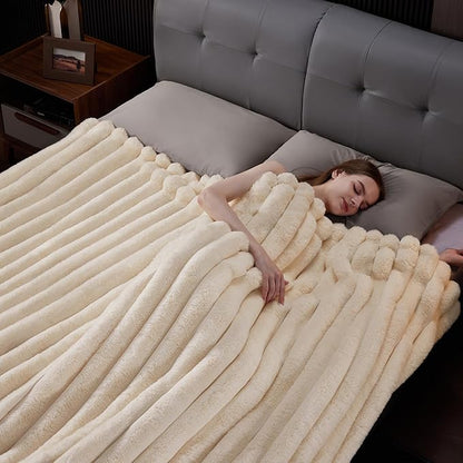 Fluffy Faux Fur Throw Blanket King Size, Thick 1000GSM Soft Cozy Throw Blankets - Image 5