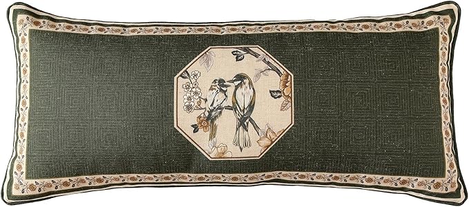 ISAENNE Design Linen Chinoiserie Lumbar Throw Pillow Covers 12"x28", Farmhouse by Isaennehomedecoration
