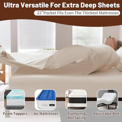 Extra Deep Pocket King Sheets 18-24 Inch 100% Egyptian Cotton 1000 Thread Count - Image 4