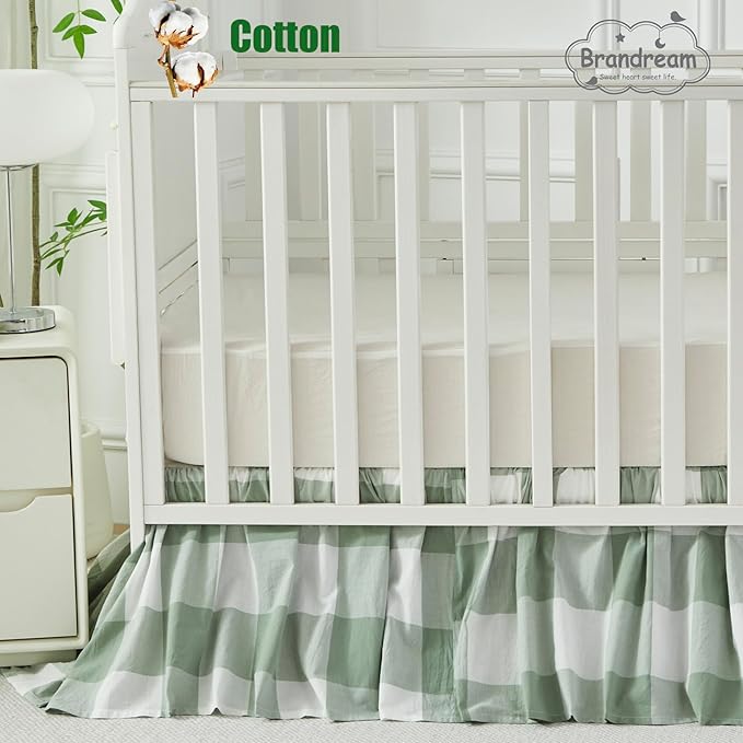 Brandream Gingham Gathered Crib Skirt, Baby Boy, Baby Girl, Gender Neutral Crib - Image 5