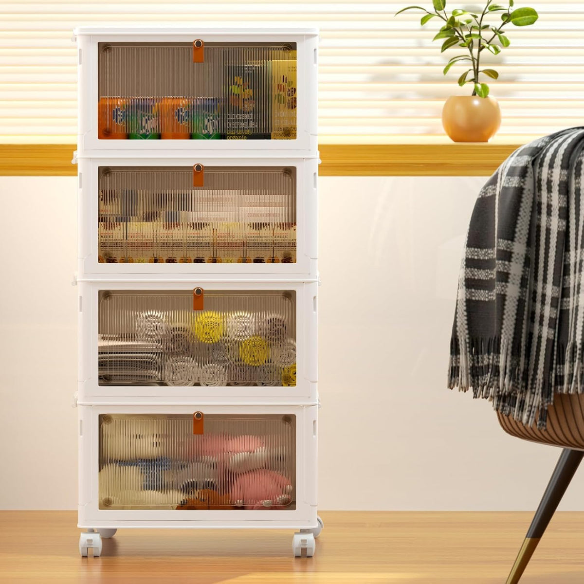 yfxcvsl 4 tier plastic storage bins with lid, package contents