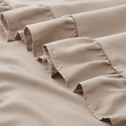 KKJIAF Ruffle Pillow Cases Queen Size Set of 2, Khaki Ruffled Pillow Covers - Image 6