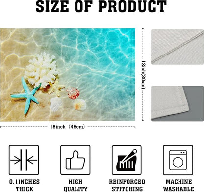 Giwawa Ocean Starfish Placemats Set of 4, Nautical Seashell Coral Coastal Linen - Image 4