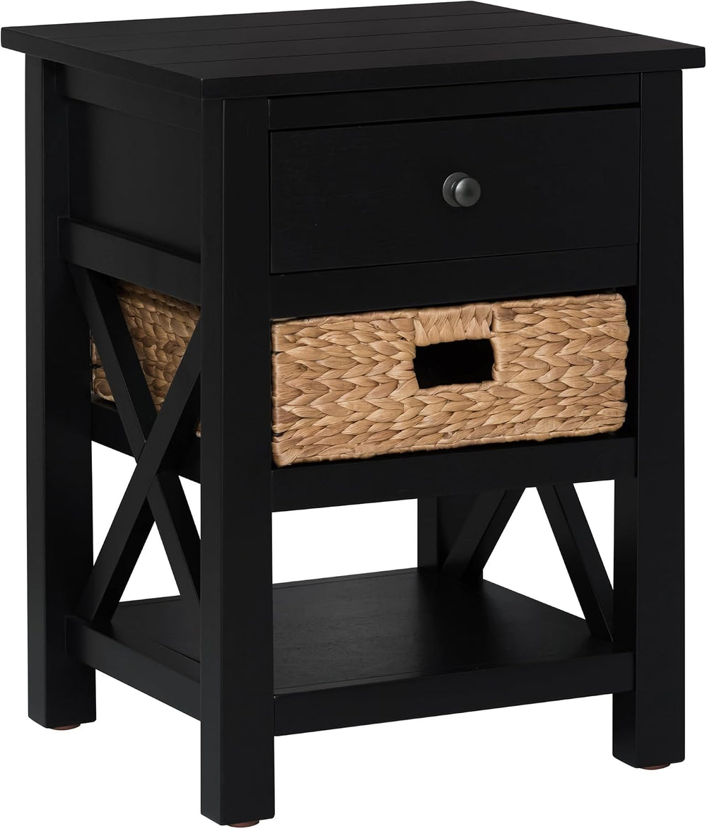 eHemco X-Side Nightstand End Table Side Table, Black