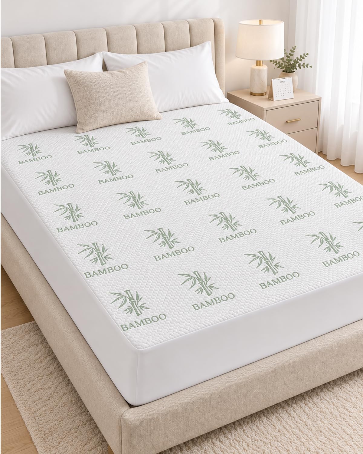 king mattress protector waterproof, cooling fitted mattress cover, main product view