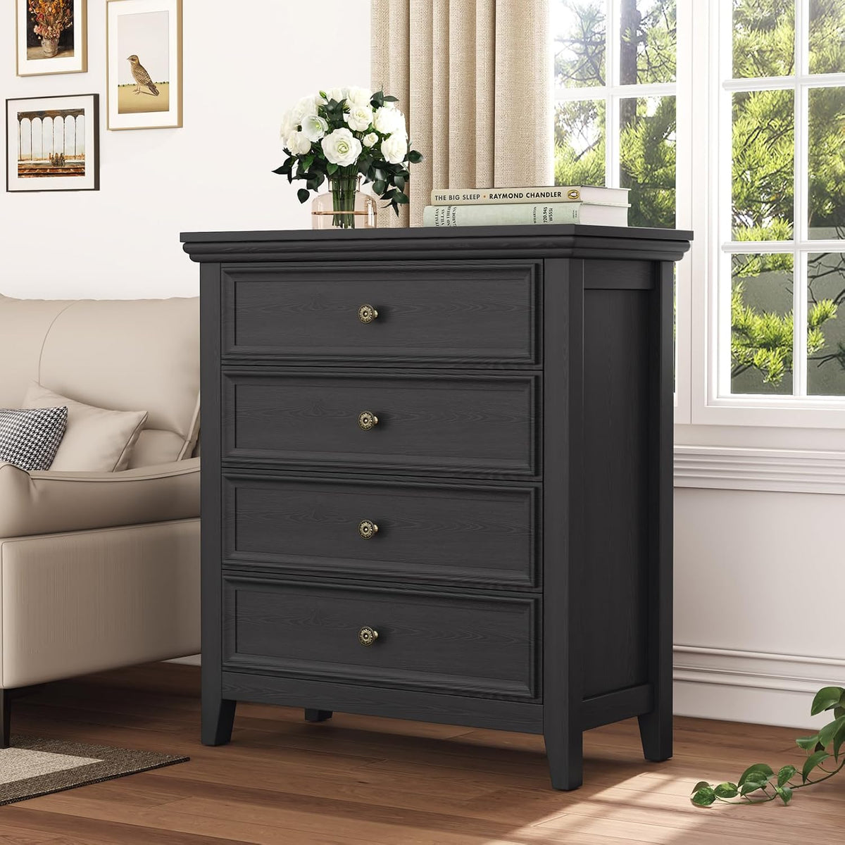 boshiro black dresser for bedroom,modern storage cabinet with shown in use